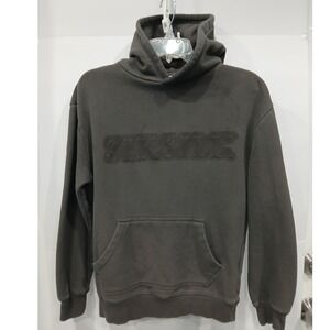 SikSilk Foundation Embossed Hoodie Mens Washed Black Pullover SS-22672